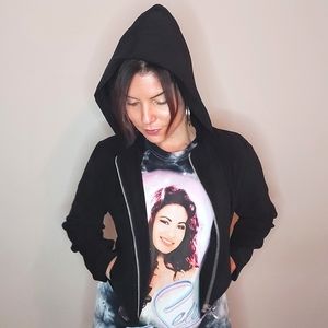 Black Suede Annie zip up hoodie with pockets